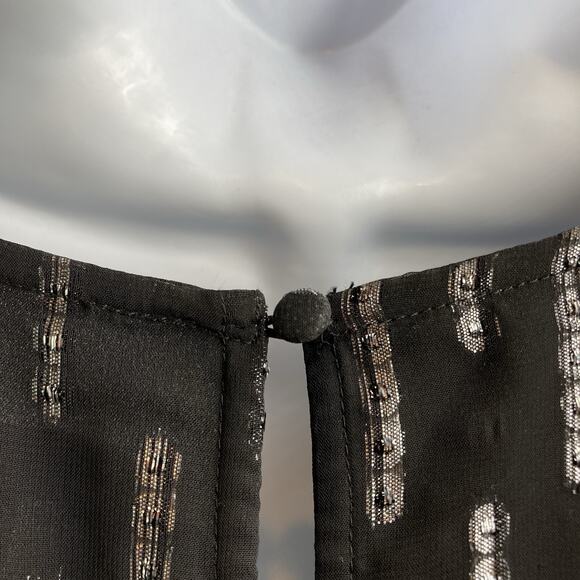 Express Women's Y2K Black‎ Silver Sparkle Dress Size L Going Out Witchy Metallic - Picture 10 of 11